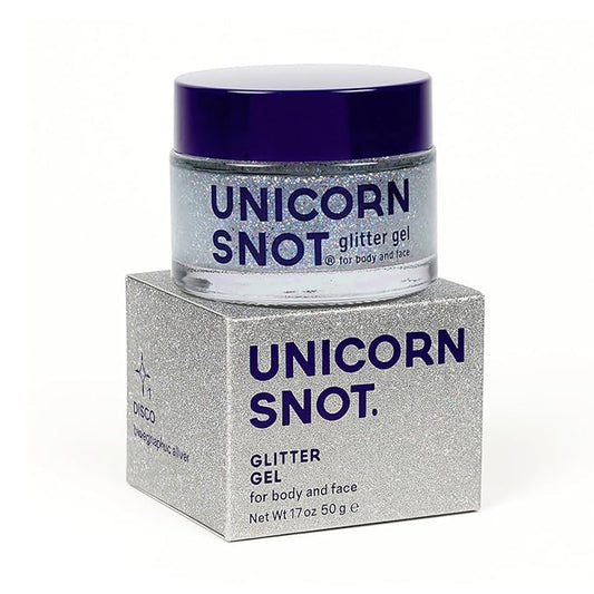 UNICORN SNOT Holographic Face Glitter & Body Glitter Gel: Glitter Makeup, Hair Glitter, Festival Rave and Anime Cosplay, Halloween Costume Makeup - Vegan & Cruelty Free, 1.7 oz Silver Glitter (Disco)