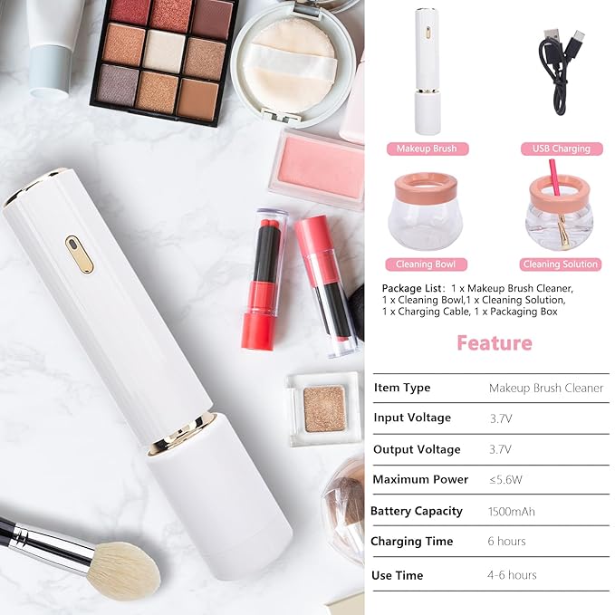 Electric Makeup Brush Cleaner, Fast Drying Makeup Brush Cleaning Machine, Portable Makeup Brush Spinner for All Brushes