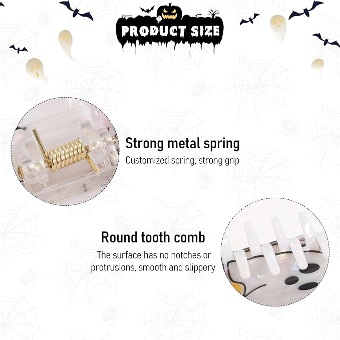 2 Pcs Halloween Hair Clips for Women, Cute Funny Ghost Bee Hair Claw Clips with Blue Pink Wings Design Halloween Hair Accessories Large Claw Clips Non-Slip Hair Claw for Thick and Thin Hair