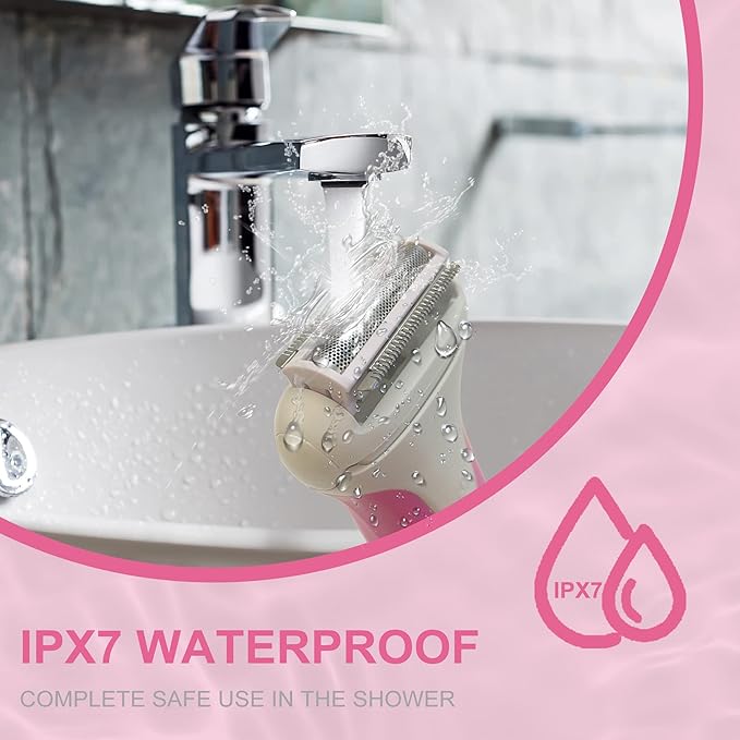 Women's Electric Razor | Wet & Dry Shaver for Legs,Bikini, Underarms with Bikini Trimmer & Hypoallergenic Foil for Sensitive Skin,Pink/uyg1