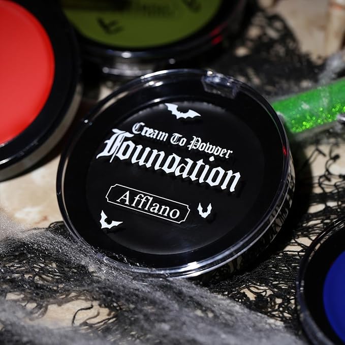 DE'LANCI Black Face Paint Foundation Halloween Sfx Makeup, Semi-matte Black Body Paint Highly Pigmented, Face Body Paint Skull Skeleton Waterproof Greasepaint Goth Makeup Special Effects Cosplay