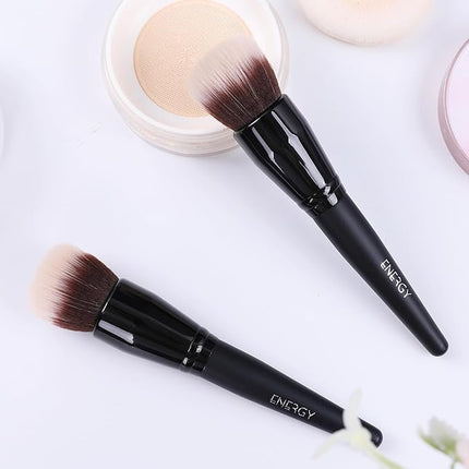 ENERGY Stippling Brush,Professional Makeup Brush for Liquid, Contour, Foundation, Bronzer, Blush, Powder, Buffing, Blending, Soft Vegan Synthetic Bristles, Face Make Up Tool,Black