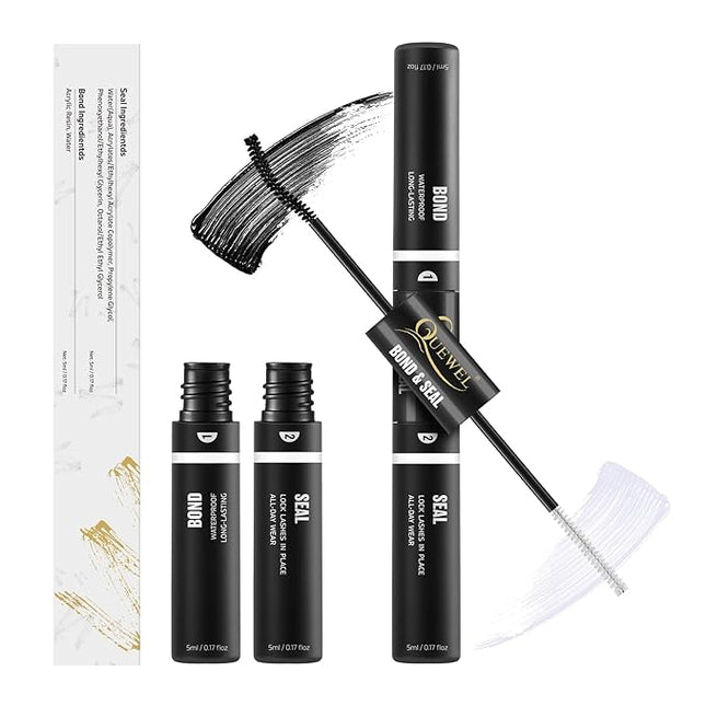 QUEWEL Lash Clusters Bond & Seal - Black Lash Glue for DIY Eyelash Extensions, Strong Hold & Waterproof