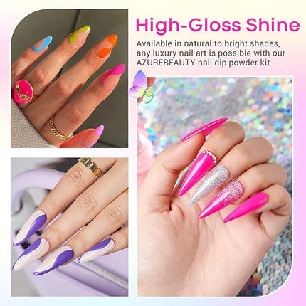 AZUREBEAUTY Nail Polish Set 4 Colors Fall Winter Brown Pink Glitter Nail Polish Quick Dry Natural Nail Lacquer Fingernail Kit with Top Coat DIY