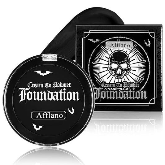 Black Face Body Paint Cream to Powder Foundation Makeup, Gothic Black Facepaint Halloween Makeup for Kids & Adults, Pro Body Paint for Cosplay, SFX, Emo, Clown, Zombie, Vampire, Theater, Film,Skeleton