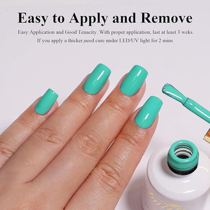 Imtiti Cyan Gel Nail Polish, 0.5Fl oz Blue Green Color UV/LED Soak Off Gel Polish for Spring Summer DIY Nail Art Manicure at Home 1Pcs