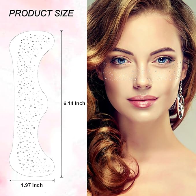 Glitter Freckles Gold & Silver Sparkle Freckles Face Tattoo Fake Glitter Freckle Temporary Patches for Women Party Makeup 8 Pcs