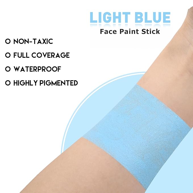 BOBISUKA Light Blue Face Paint Stick – Sweatproof Eye Black for Baseball Football Softball Sports, High Coverage Halloween Makeup Cosplay SFX – Ideal for Ice Fairy, Frost Spirit, Mermaid Looks