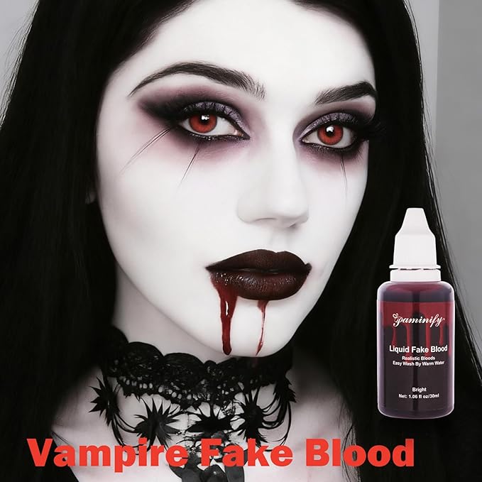 Halloween Zombie Makeup Kit,1.01oz Zombie Grey Blue Face Body Paint and 30ml Washable Dripping Fake Blood with sponge,Light Gray Face Painting SFX Cream Makeup with Stage Blood for Vampires