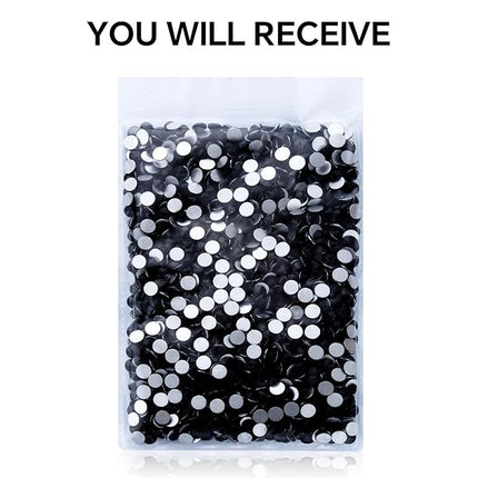 288Pcs Black Crystal Rhinestones,Glass Flatback Rhinestones Gemstones for Nail Face Makeup Art Crafts Clothes Decoration -(SS34,7.0mm,Black)