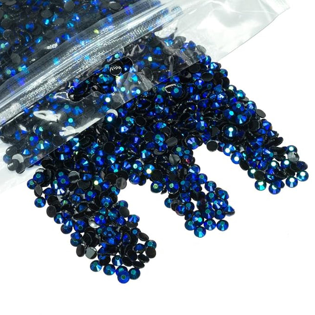 qiipii 1280PCS 6mm Sapphire Blue AB Resin Rhinestones for Bedazzling Crafting SS30 Flatback Jelly Stones Bulk Non-Hotfix Diamonds Crystals Gems for Nails Face Eyes Makeup Tumblers Bottles DIY Crafts