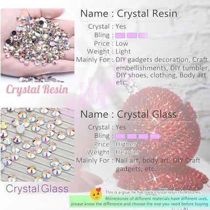 qiipii Light Blue Resin Rhinestones w B7000 Glue for Bedazzling Crafting 2mm-6mm Sky Blue Flatback Stones Diamonds Crystals Gems Bedazzler Kit for Nails Face Eyes Makeup Tumbler Bottles Crafts Shoes