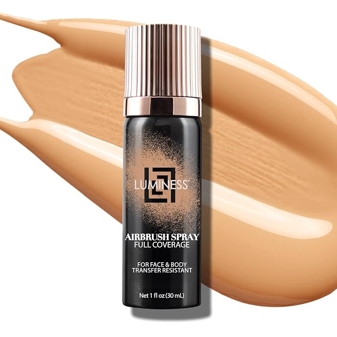 LUMINESS Airbrush Body Coverage - Tattoo Cover Up Makeup - Full Coverage Foundation for Face & Body - Water-Resistant, Long-Wear, Natural Radiant Finish, Medium