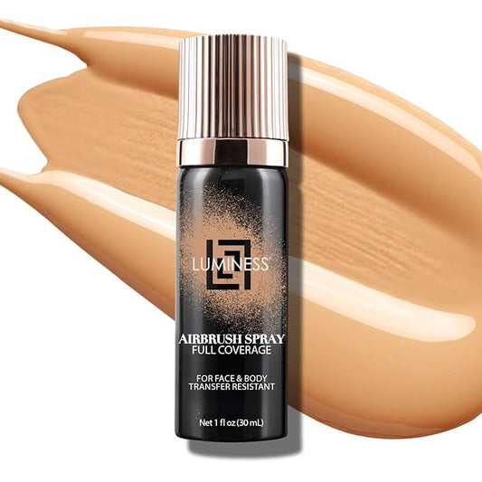 LUMINESS Airbrush Body Coverage - Tattoo Cover Up Makeup - Full Coverage Foundation for Face & Body - Water-Resistant, Long-Wear, Natural Radiant Finish, Medium