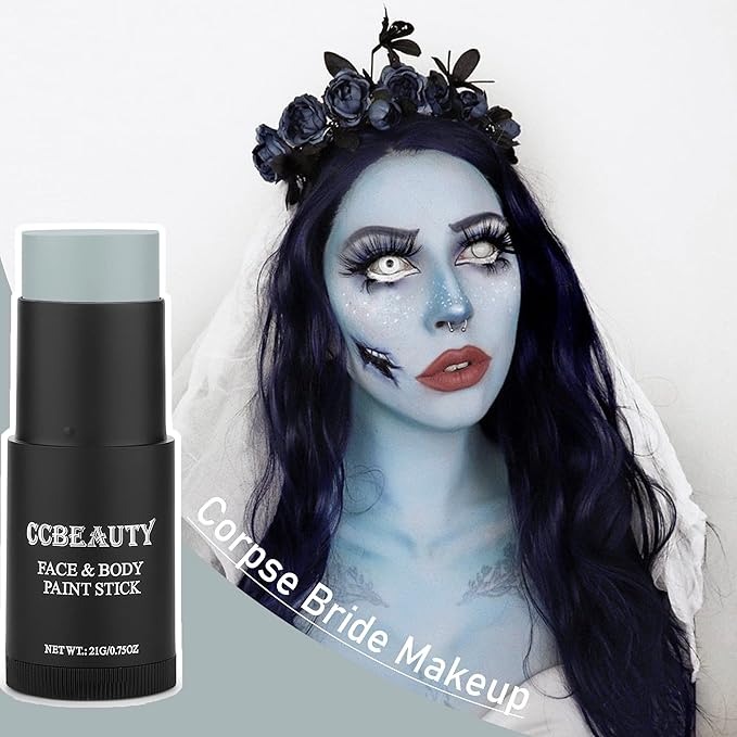 CCbeauty Light Grey Face Paint Stick, Face Painting Kit, Full Coverage SFX Makeup Foundation, Professional Body Paint for Halloween Costume Cosplay Party, For Corpse Bride, Zoombie, Marceline Makeup