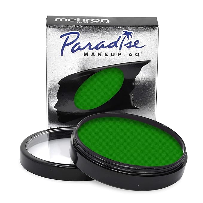 Mehron Makeup Paradise Makeup AQ Pro Size | Stage & Screen Performance, Face & Body Painting, Beauty, Cosplay, and Halloween | Water Activated Face Paint, Body Paint 1.4 oz (40 g) - Amazon Green