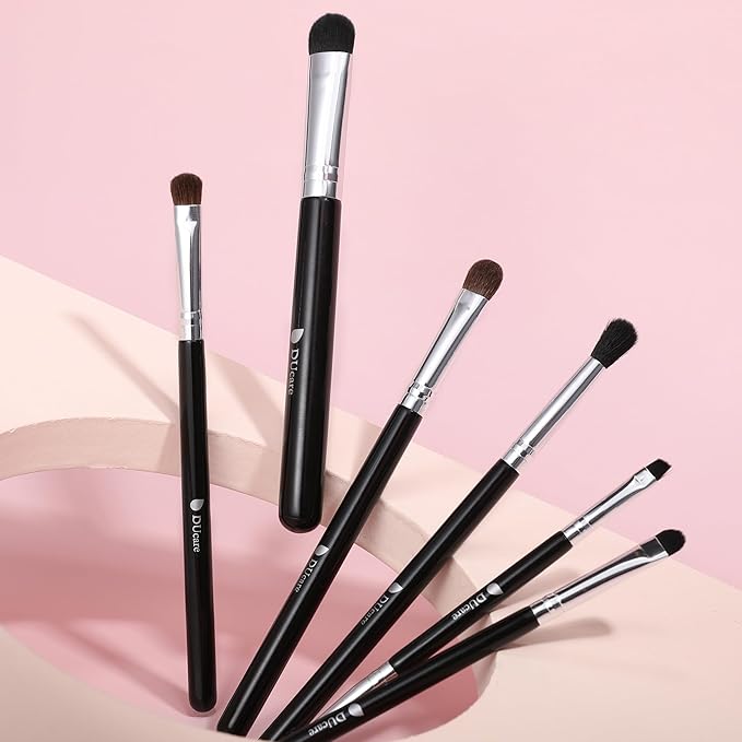 DUcare Eye Makeup Brush Set, 6 Pcs Professional Eyeshadow Blending Makeup Brushes for Concealer Eyebrows Eyeliner, Soft Hairs & Wood Handle