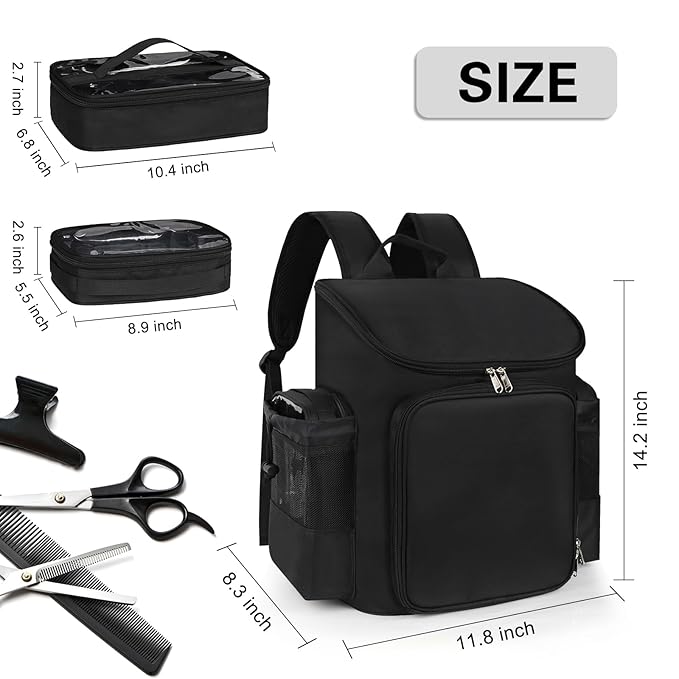 Hairstylist Traveling Bag, Large Capacity Barber Travel Backpack, Hairdresser Bag with Adjustable Dividers, Hair Tools Travel Case, Professional Cosmetology Bags for Supplies, Hair Stylist Must Haves