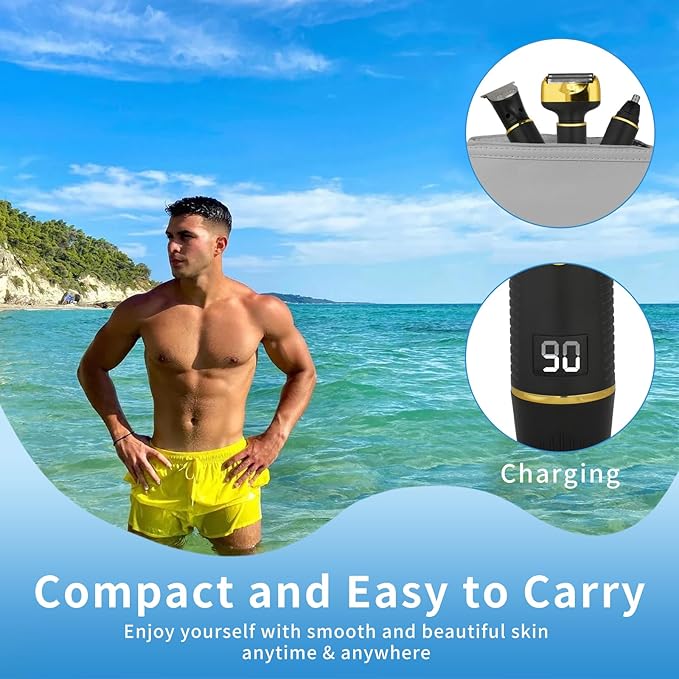 Electric Razor for Men Women,3 in 1 Travel Cordless Rechargeable Painless Foil Shaver with Led Display,Waterproof Wet & Dry Body Razors for Face Nose Ear Hair (Black)