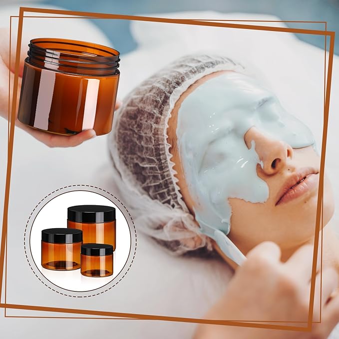 Tanlade 100 Pcs 8/4/2 oz Amber Plastic Cosmetic Jars with Lids Empty Leak Proof Container Refillable Cosmetic Jars Airtight for Cream, Lotion, Powder, Ointment, Beauty Products Travel Storage (Round)