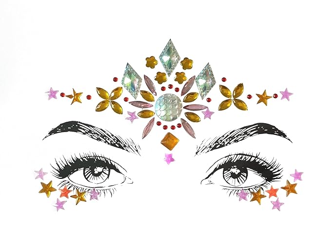 8 Pcs Gemstone Face Stickers for Music Festival Holiday Party, Rhinestone Face Jewels for Halloween Christmas, Face Gems Glitter Sticker Temporary Tattoo for Birthday Carnival