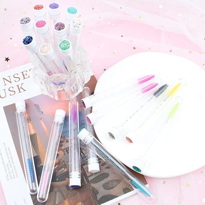 20 Sets Mascara Wand Tube Set Diamond Mascara Brushes Eyelash Spoolies Brush Makeup Tool Applicator Eyelash Brush Tubes Makeup Brush (Diamond-MlX)