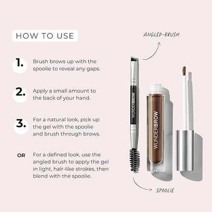 WUNDERBROW Eyebrow Gel, Waterproof, Smudgeproof, Long Lasting, Shade: Deep Black/Brown, Vegan and Cruelty-Free