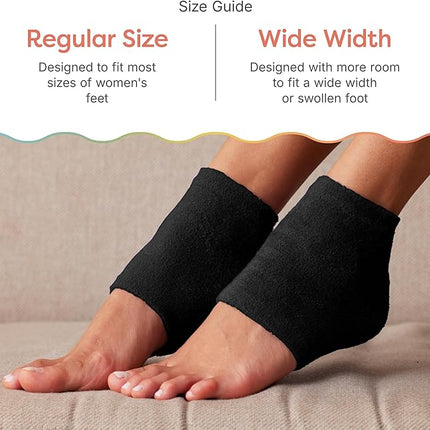 ZenToes Moisturizing Socks for Cracked Heel Treatment, Vitamin E, Olive Oil and Jojoba Oil Infused Heel Socks, Galentines Day Gifts, Self Care Gifts for Women (Fuzzy Black, Wide Width)