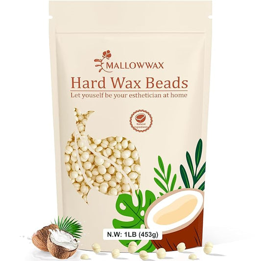 Hard Wax Beads, 1lb Cream Wax Beans for Hair Removal, Waxing Beads Refill for Bikini, Armpit, Arms, Back, Chest, Legs, Suitable for Home Waxing for Women Men