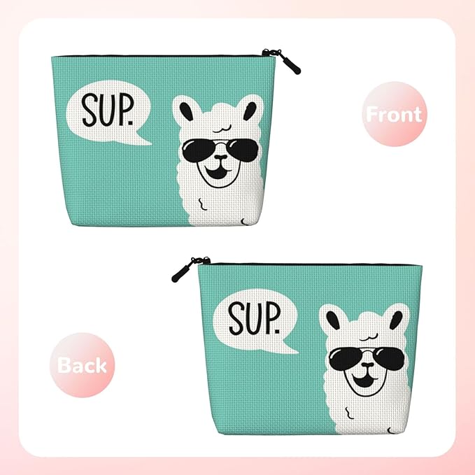 MOLAIGIN Funny Sup Llama Cosmetic Bag For Women, Travel Makeup Bag, Toiletry Zipper Bag, Large Capacity Aesthetic Cases