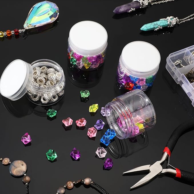 Patelai 4 Pieces Round Wide-mouth Leak Proof Plastic Container Jars with Lids for Travel Storage Makeup Beauty Products Face Creams Oils Salves Ointments DIY Making(2 Ounce,Clear)