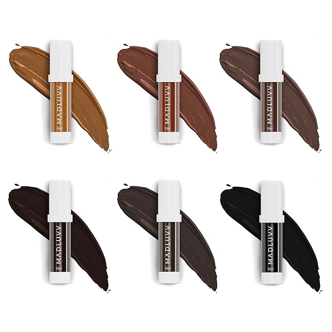 MADLUVV Professional Makeup Pigment for PMU Brow Artistry, Made in the USA, Vegan, Cruelty-free, Non-Toxic, Gel Consistency & High Retention - Essential Set / 6 Pigment Colors