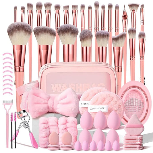 70Pcs Pink Makeup Brushes Set Professional Makeup Kit Multi-functional Makeup Tool Set with Case Facial Makeup Accessories, Foundation Makeup Brush Kit Eye and Face Make up Brushes & Tools