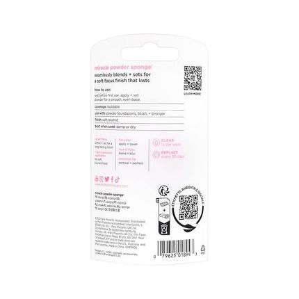 Real Techniques Miracle Powder Sponge, Makeup Blending Sponge For Powder Products, Set Makeup For Natural Finish & Cloud Skin, Buildable Coverage, Velvet Material, Latex-Free Foam, 1 Count