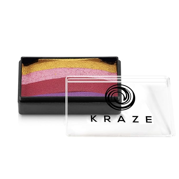 Kraze FX Dome Stroke - Sweetheart (25 gm), Professional 1-Stroke Split Cake, Hypoallergenic, Non-Toxic, Water Activated Face & Body Painting Makeup Supplies for Sensitive Skin, Kid Safe, Adults