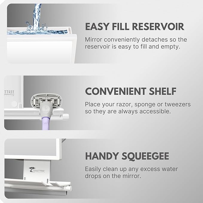 ToiletTree Products Fogless Shower Mirror for Shaving & Makeup - Adjustable - Anti-Fog Mirror with Squeegee