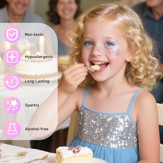 Pink Body Glitter Gel,Halloween Hot Pink Face Glitter,Singer Concert Outfits Face Hair Glitter Makeup, Music Festival Rave Accessories, Chunky Glitter Mermaid Sequins, Sparkling Face Paint for Women