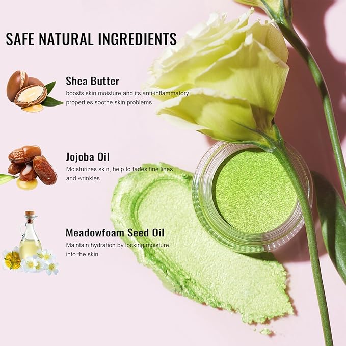 Oulac Cream Eyeshadow also for Highlighter Large Capacity Highly Pigmented Eye Shadow Waterproof &Long Lasting with Moisturizing Formula, Shimmer Glitter Eye Makeup Set 2