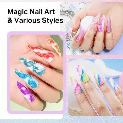 MIZHSE Marble Ink for Nails, 12Pcs Macarons Colors Marble Nail Polish Set Suumer Nail Ink Blooming Gel Watercolor Nail Polish for Nail Art Design Manicure at Home
