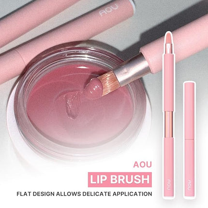 AOU LIP BRUSH Compact & Retractable Design for Easy Carry with Cruelty-Free Soft Brush