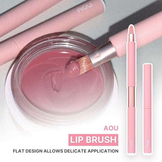 AOU LIP BRUSH Compact & Retractable Design for Easy Carry with Cruelty-Free Soft Brush