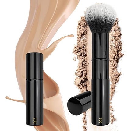 JILIER Retractable Kabuki Brush for Cream and Powder Face Makeup, Travel Makeup Brush Set, Perfect for Bronzer, Blush, and Other Face Makeup, make up brushes for women Cruelty-Free