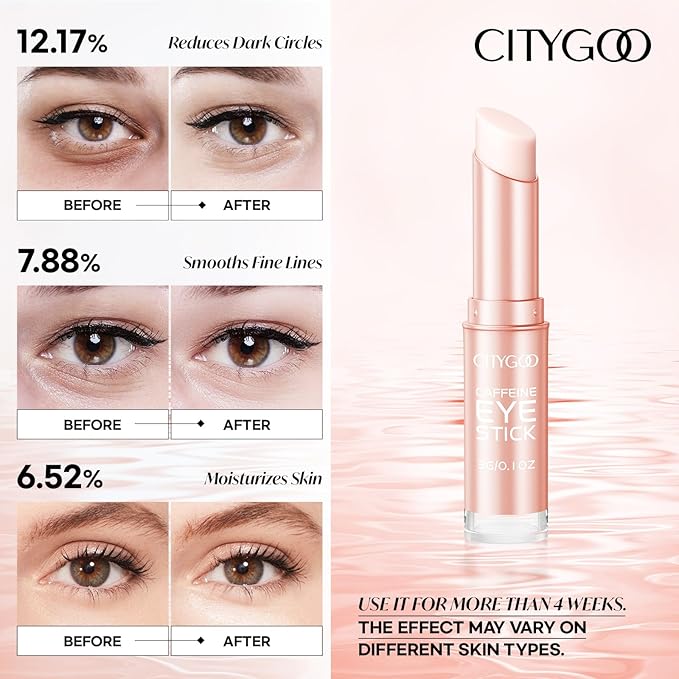 CITYGOO Caffeine Eye Cream Stick: Anti-Aging Firming & Moisturizing Balm for Dark Circles Puffiness & Eye Bags - Travel-friendly for Women (Caffeine Eye Cream, 1pcs)