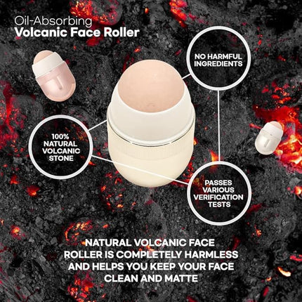 Korean Beauty Oil-Absorbing Volcanic Face Roller, Portable and Reusable Skincare Tool for Oily Skin, Shine Control, Oil Absorber tool for Face (Black)