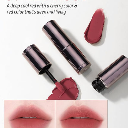 HEVVYMAKEUP Blurring Effect Lip Tint - Airy Velvet Matte Lips - Vegan, Longwear, Vibrant, Buildable Creamy Soft Texture - Korean Lip Makeup, Sweet Rosy, 0.13 fl.oz.