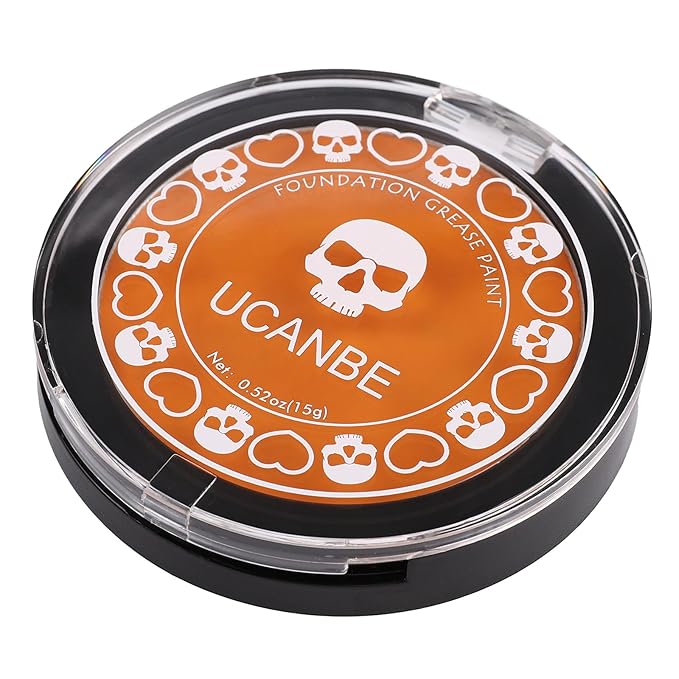 UCANBE Orange Face Body Paint Makeup Foundation, Professional Blendable Cream Greasepaint, Face Painting Kit for Adults Children Halloween Party, SFX Scary Pumpkin Face Makeup, Costume & Cosplay