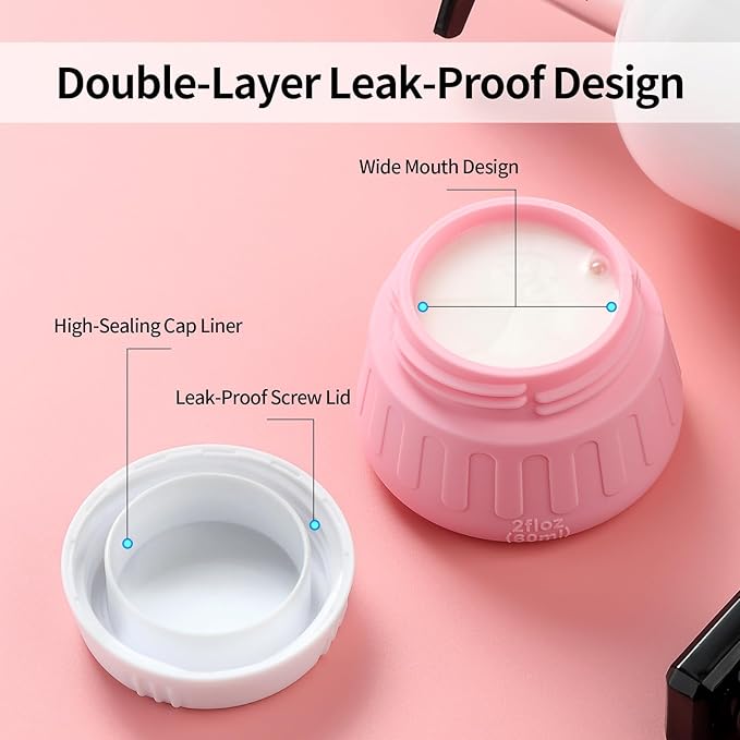 Gemice 2 oz Travel Containers for Toiletries, 4-Pack TSA Approved Travel Size Toiletries Containers for On-the-Go, Small Leak-Proof Travel Essentials Silicone Jar for Shampoo, Lotions, Cleanser