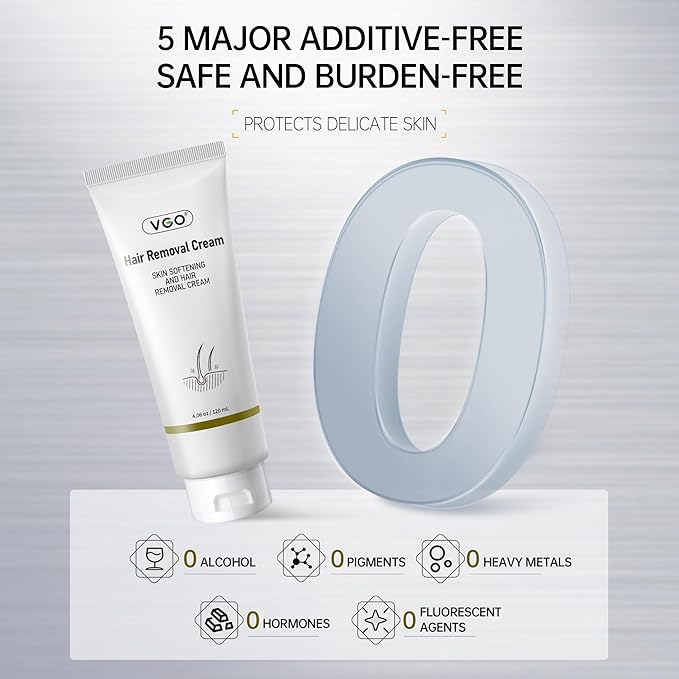 VGO Painless Hair Removal Lotion for Women & Men - For Unwanted Hair, All Skin Types, White, 4.02 oz