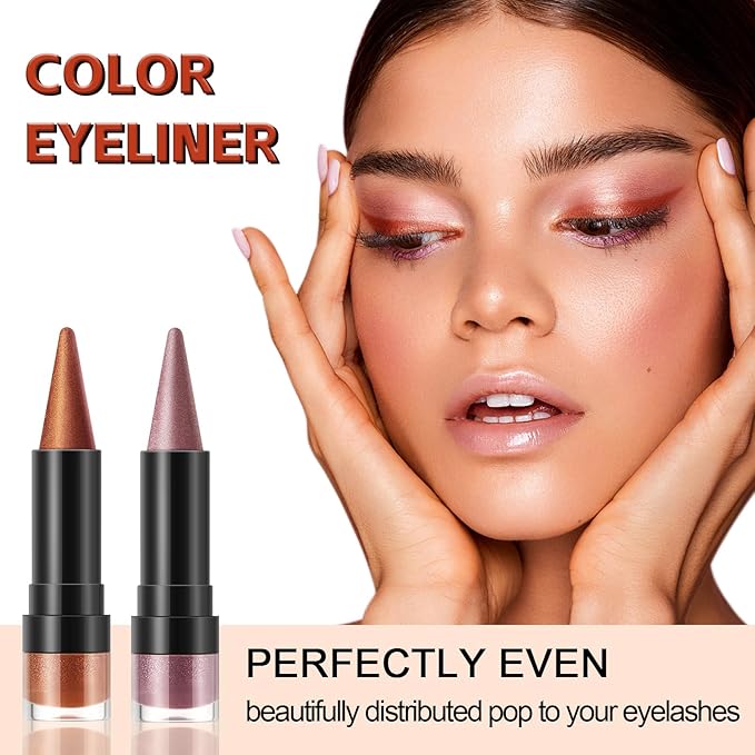 Boobeen Color Eyeliner Pencil, Metallic Glitter Eyeliner Gel, 4 in 1 Eye Makeup Stick-Eye Lip Liner, Eyeshadow, Waterproof, For Bold Glamour Makeup