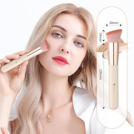DUcare Foundation Concealer Brush 2Pcs Flat Top Kabuki Brush for Face Synthetic Liquid Blending Mineral Powder Makeup Tools pink